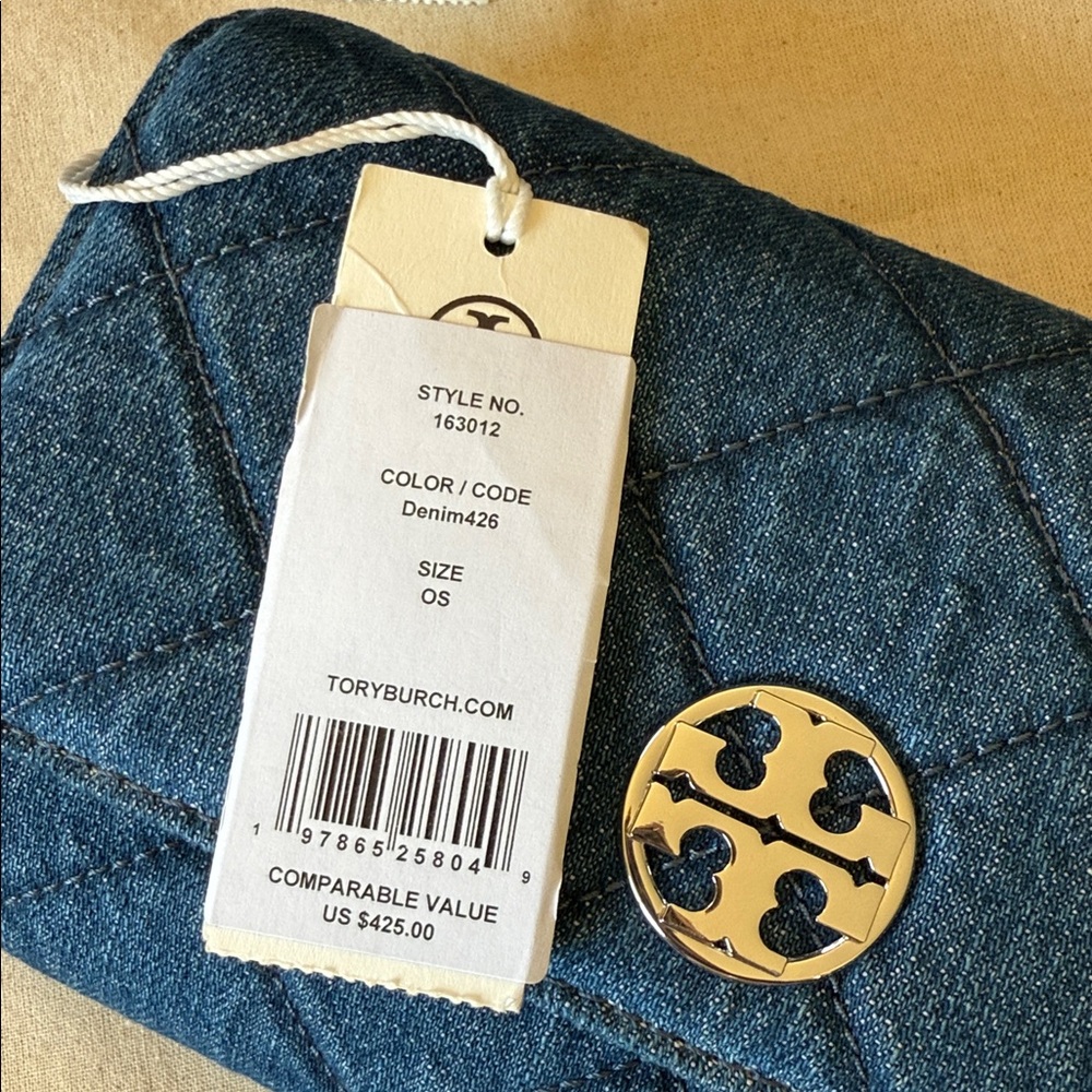 NWT , tory burch crossbody Stylish Blue Quilted Chain Bag - Picture 14 of 14